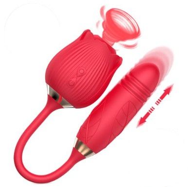 2-n1 Automatic Telescopic Rose Vibrator Sex  Toy