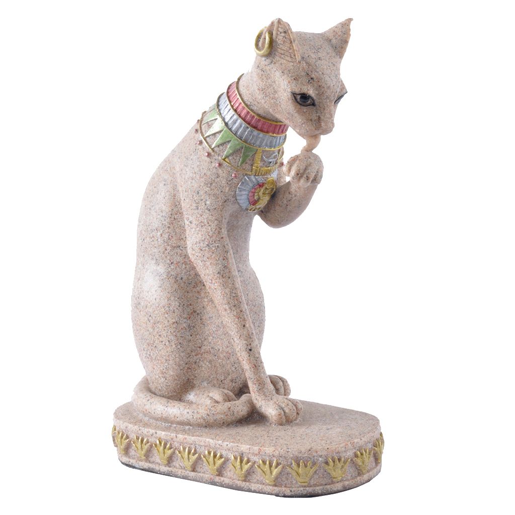 Mau Cat Statue Sculpture Hand Carved Collectible Figurine