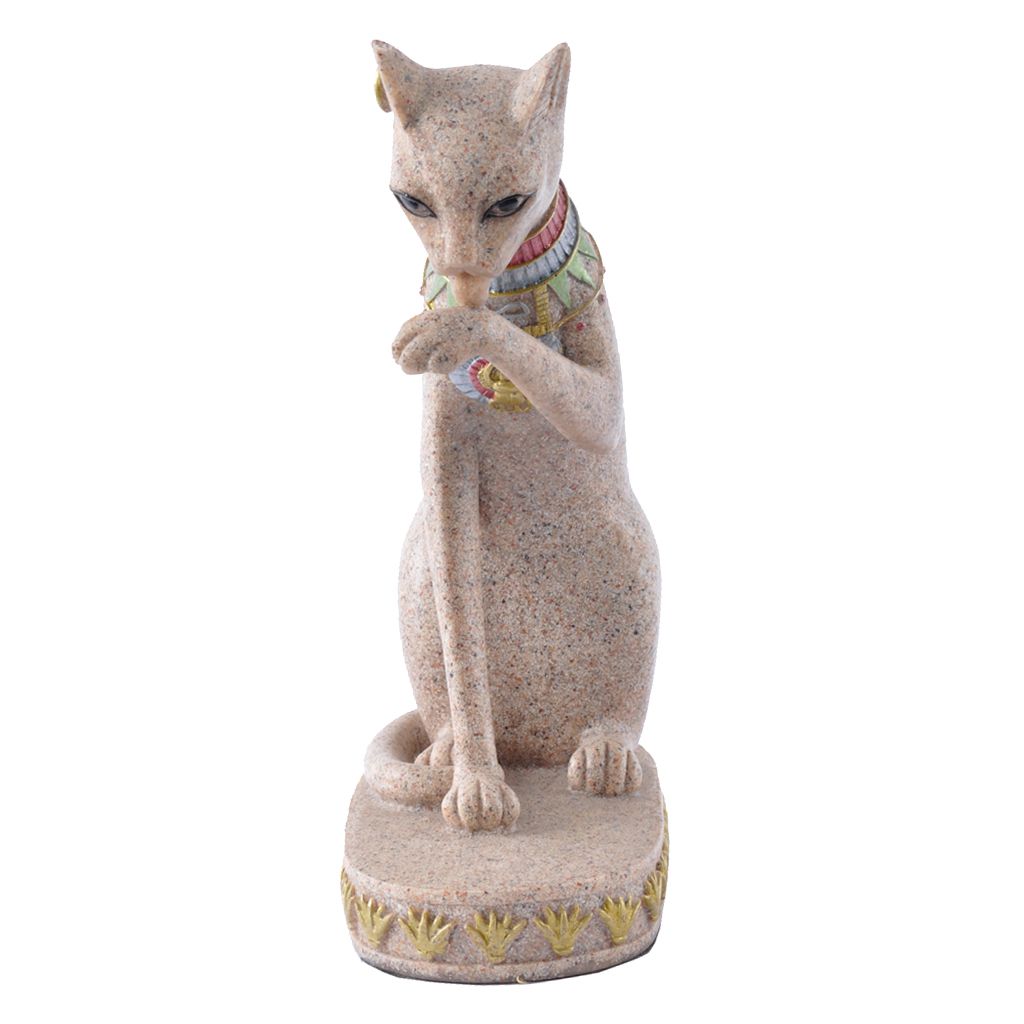 Mau Cat Statue Sculpture Hand Carved Collectible Figurine