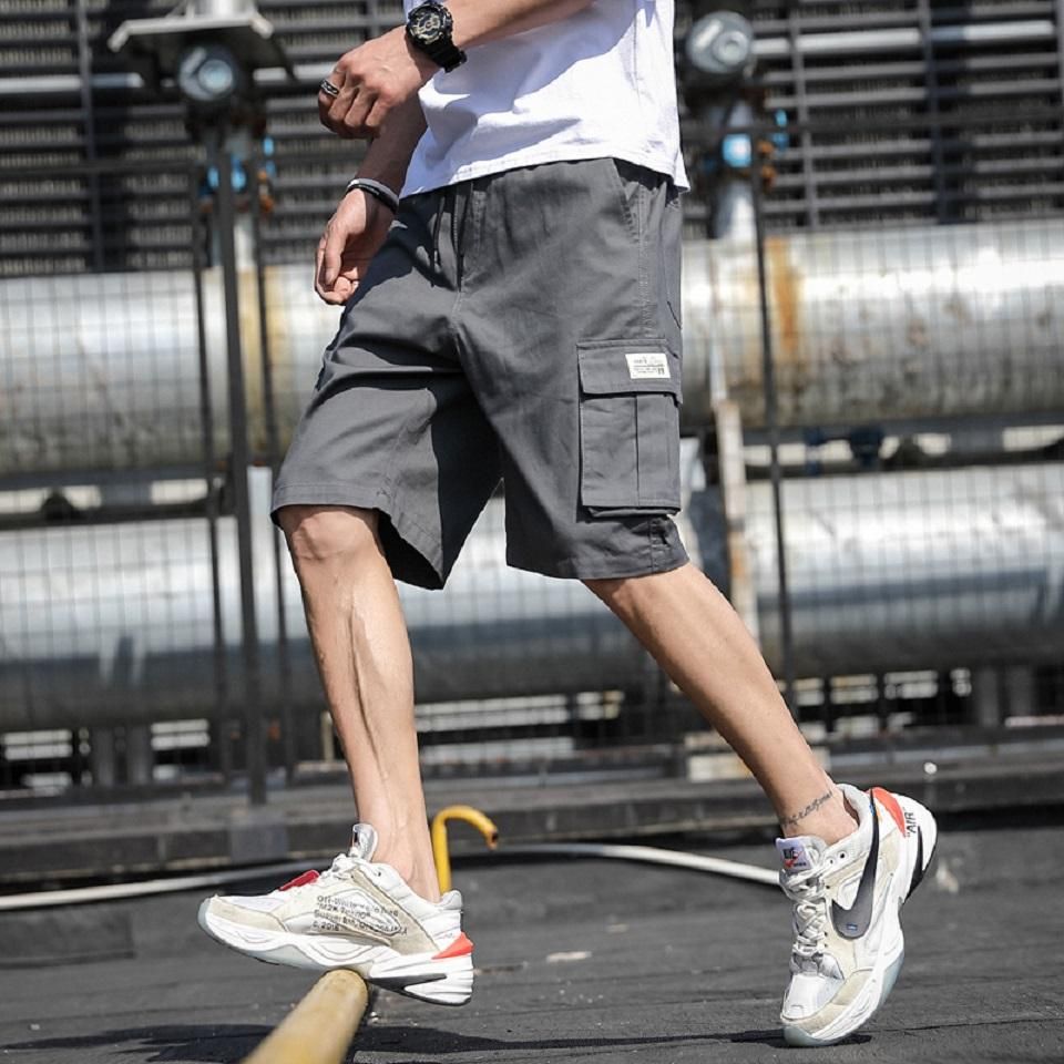 Summer Casual Joggers Baggy Men Shorts  Sweatshorts Multi-Pocket Loose Pants