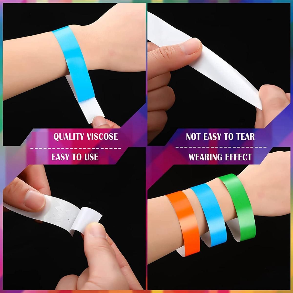 600Pcs Waterproof Hand Bands Neon Wrist Bands for Events