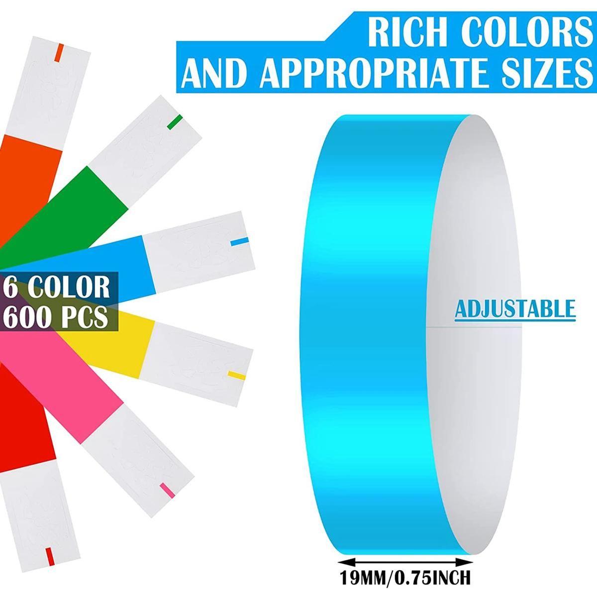 600Pcs Waterproof Hand Bands Neon Wrist Bands for Events
