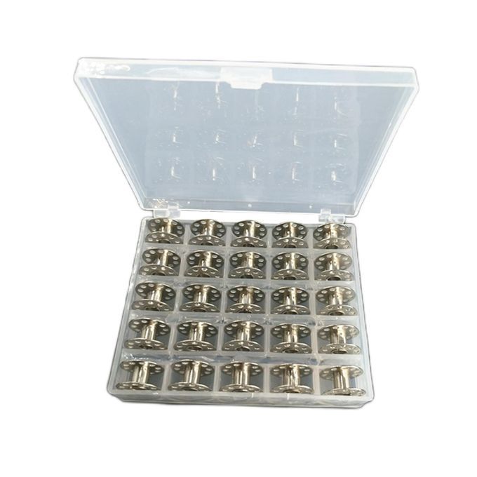 25 Pieces Empty Metal Bobbins Spools With Case Sewing Machine