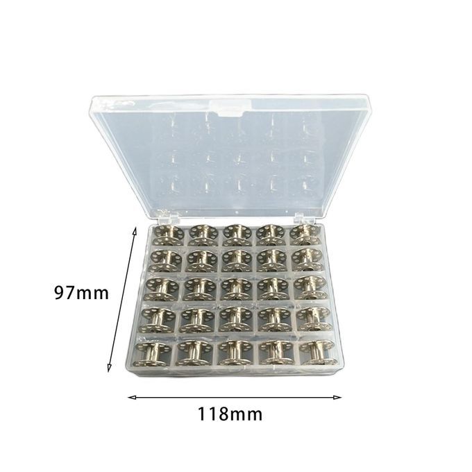 25 Pieces Empty Metal Bobbins Spools With Case Sewing Machine