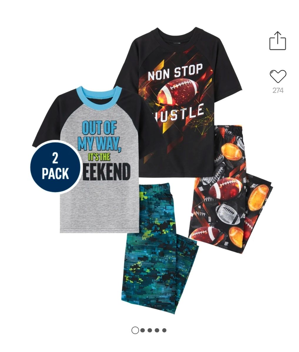 Boys Non Stop Weekend Snug Fit Cotton Pyjamas Sleepwear- 2 In 1 Pack