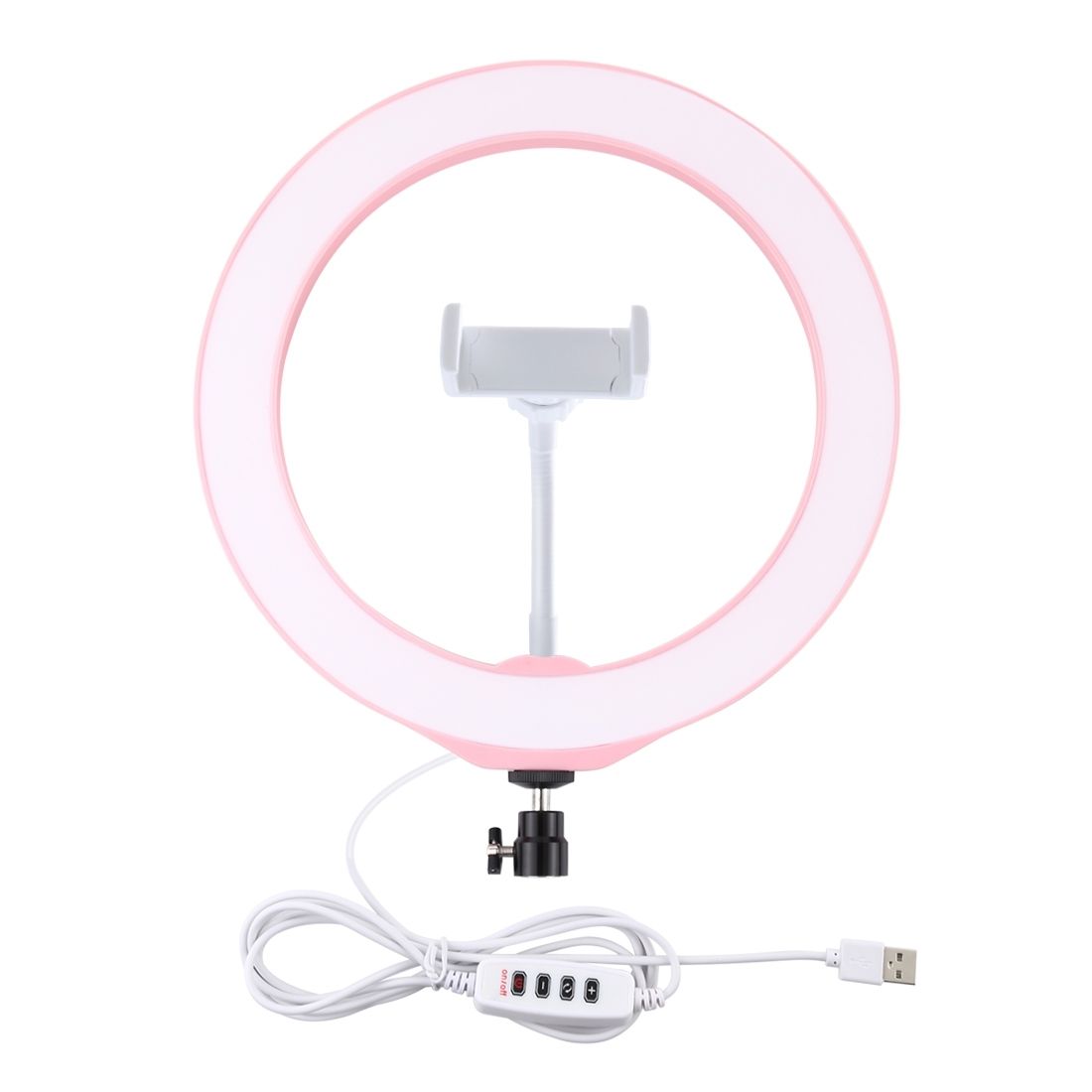 3 Modes Dimmable LED Ring Vlogging Selfie Photography Video Lights With Tripod & Phone Clamp(Pink)