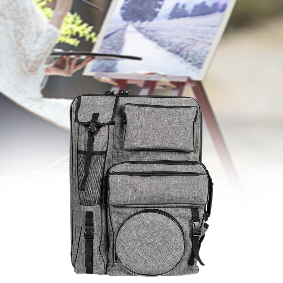Art Portfolio Case Sketchbook Carrying Bag For Palette Drawing Gray