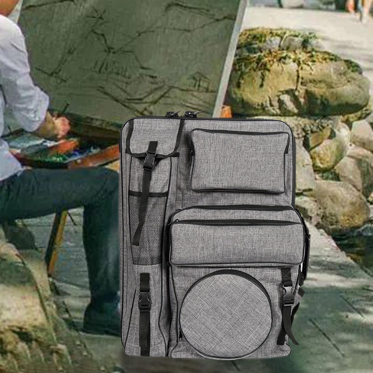 Art Portfolio Case Sketchbook Carrying Bag For Palette Drawing Gray