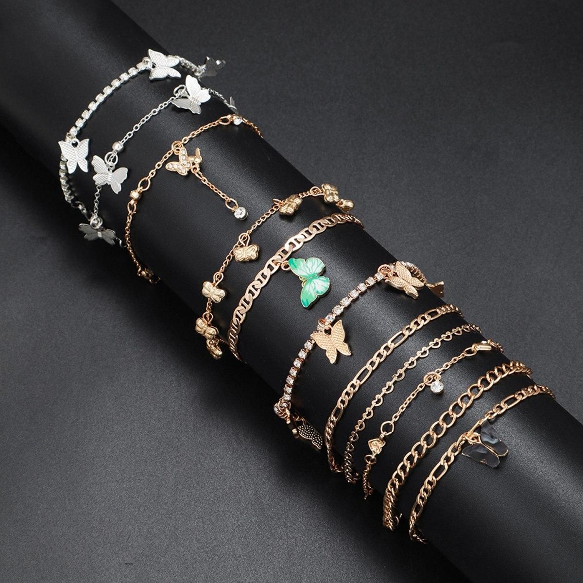 11Pcs Ankle Bracelets for Women Teen Girls, Boho Beach Beaded Chain Anklet Bracelet Set for Girls Foot Jewelry