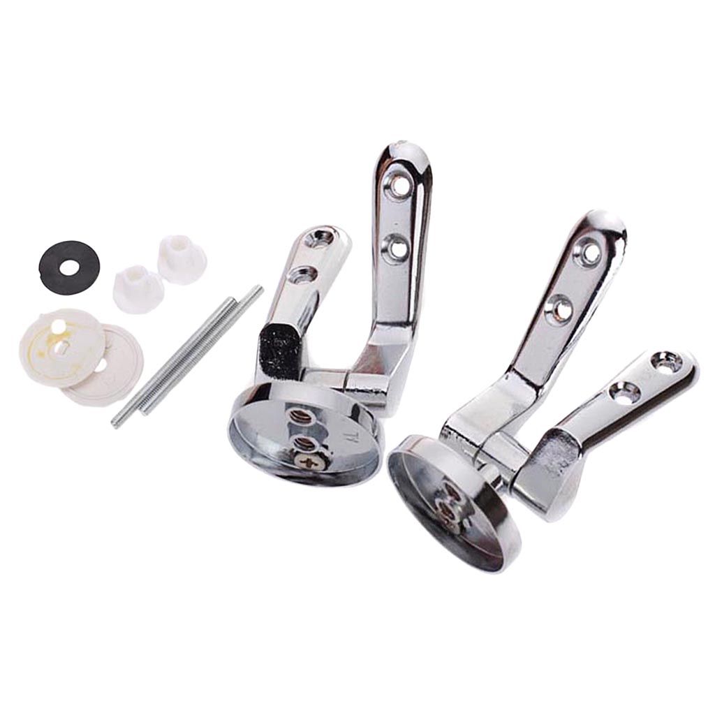 1 Pair Solid  Metal Replacement Toilet Seat Hinges Fix Wooden