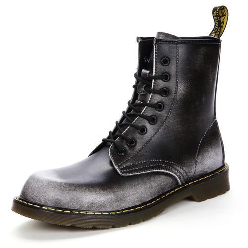 Luxury Men's Fashion Boots EUR Size 36-47 Top Quality Italian Handmade Cow Split Leather Motorcycle Boots Unisex High Top Martin Boots Handsome Male Shoes Couples Oxfords Outsole Ankle Boots Grey