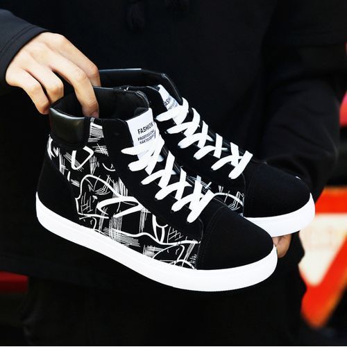 Men's Fashion Sneakers High-top Boots -Black/white