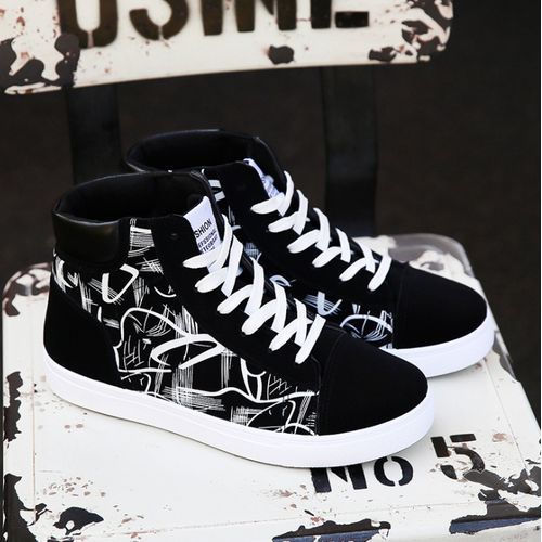 Men's Fashion Sneakers High-top Boots -Black/white