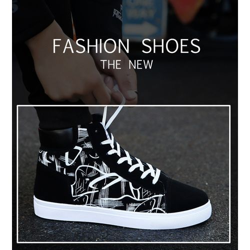 Men's Fashion Sneakers High-top Boots -Black/white