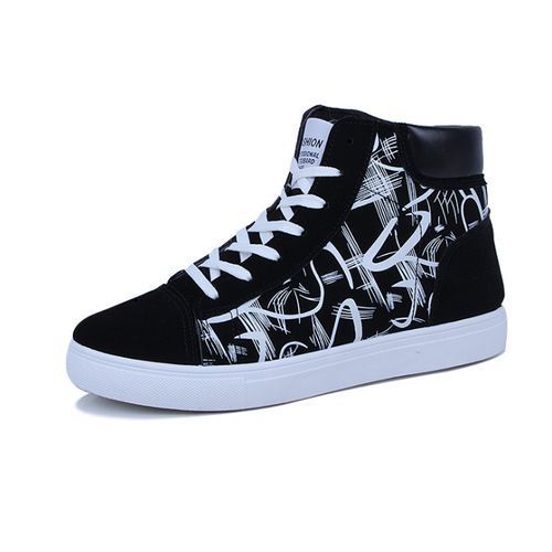Men's Fashion Sneakers High-top Boots -Black/white