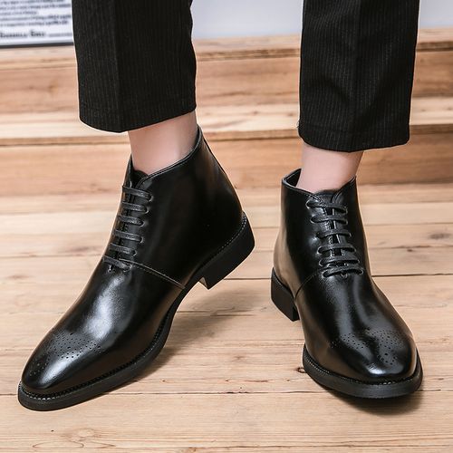 Elegant High-top Business Boots Men Oxford Shoes Big Size 38-48 Superior Quality Full Grain Leather Wedding Party Shoes Luxury Noble Boots Black