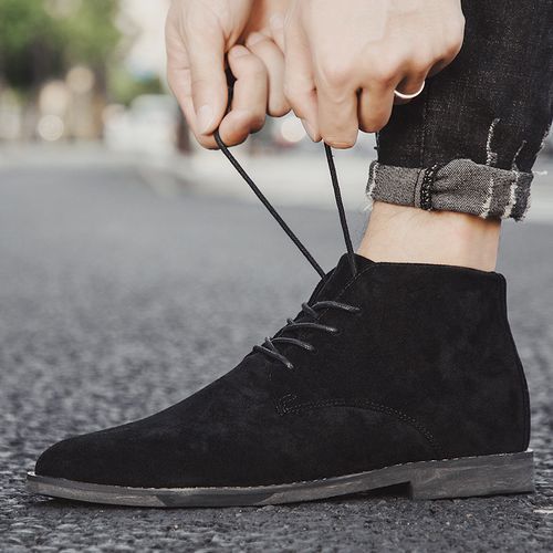 Big Size Mens Ankle Boots Oxford Derby Boots-Black