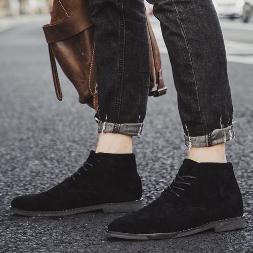 Big Size Mens Ankle Boots Oxford Derby Boots-Black