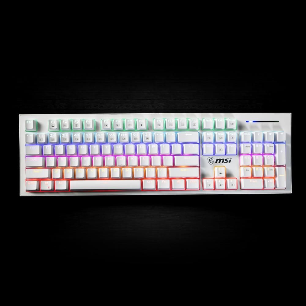 MSI Mechanical Gaming Keyboard GK50Z RGB LED Backlit Wired Keyboard with Blue Switches for Windows Gaming 104 Keys White