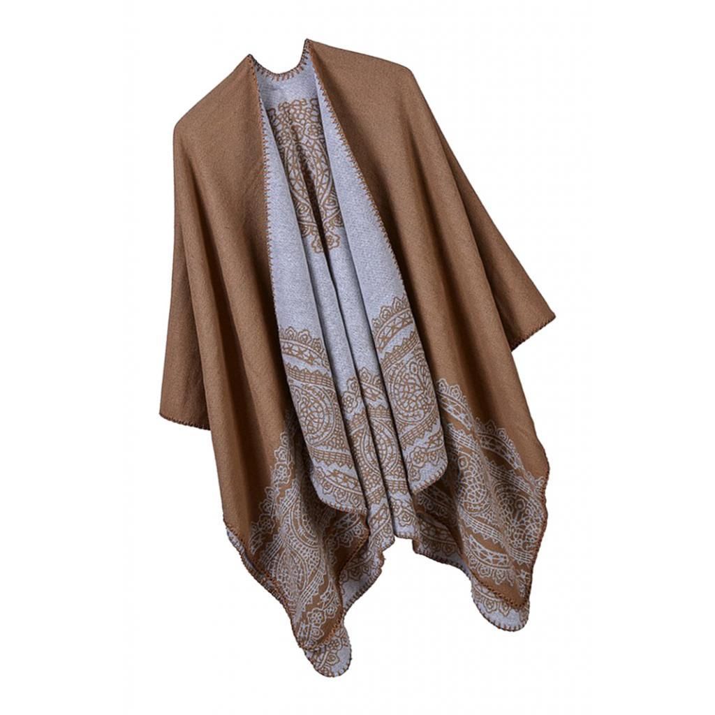Womens Shawl Wrap Scarf Poncho Cape Winter Swing Cardigan Coffee