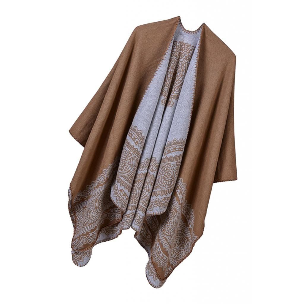 Womens Shawl Wrap Scarf Poncho Cape Winter Swing Cardigan Coffee
