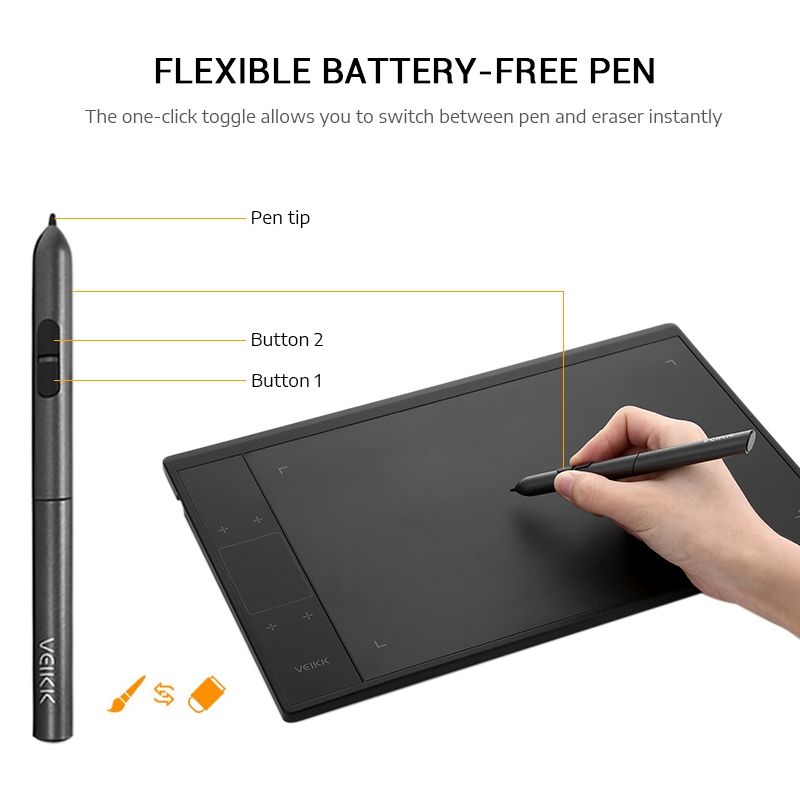 A30 10x6 Inch Digital Drawing Tablet 8192 Levels Passive Pen