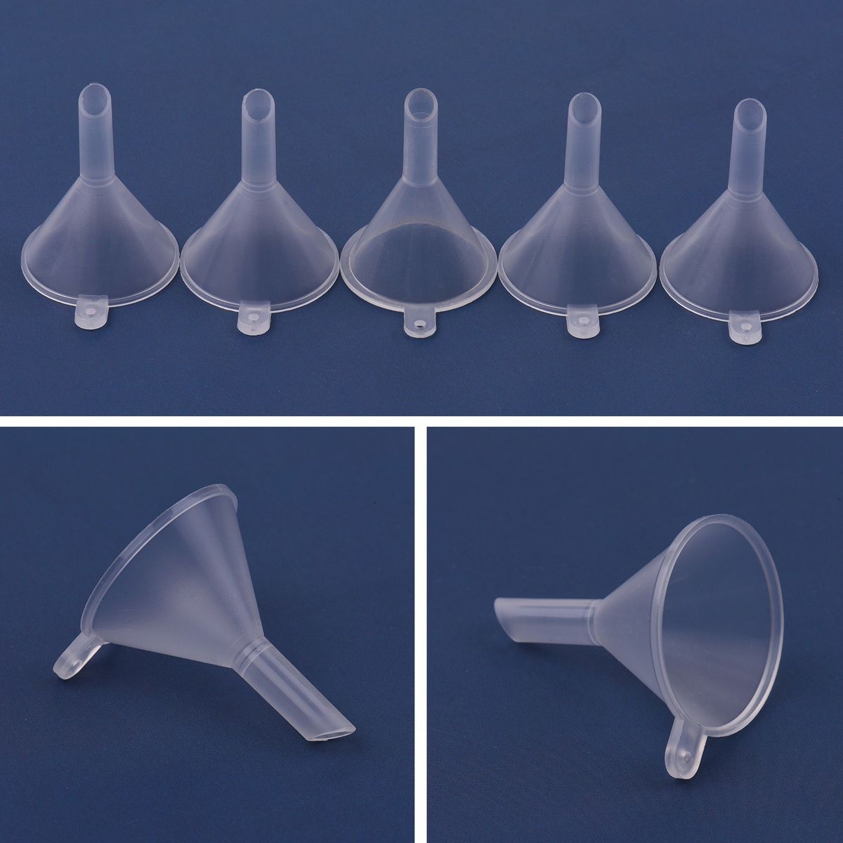 12pcs Mini Plastic Funnels Liquid Transfer Funnel