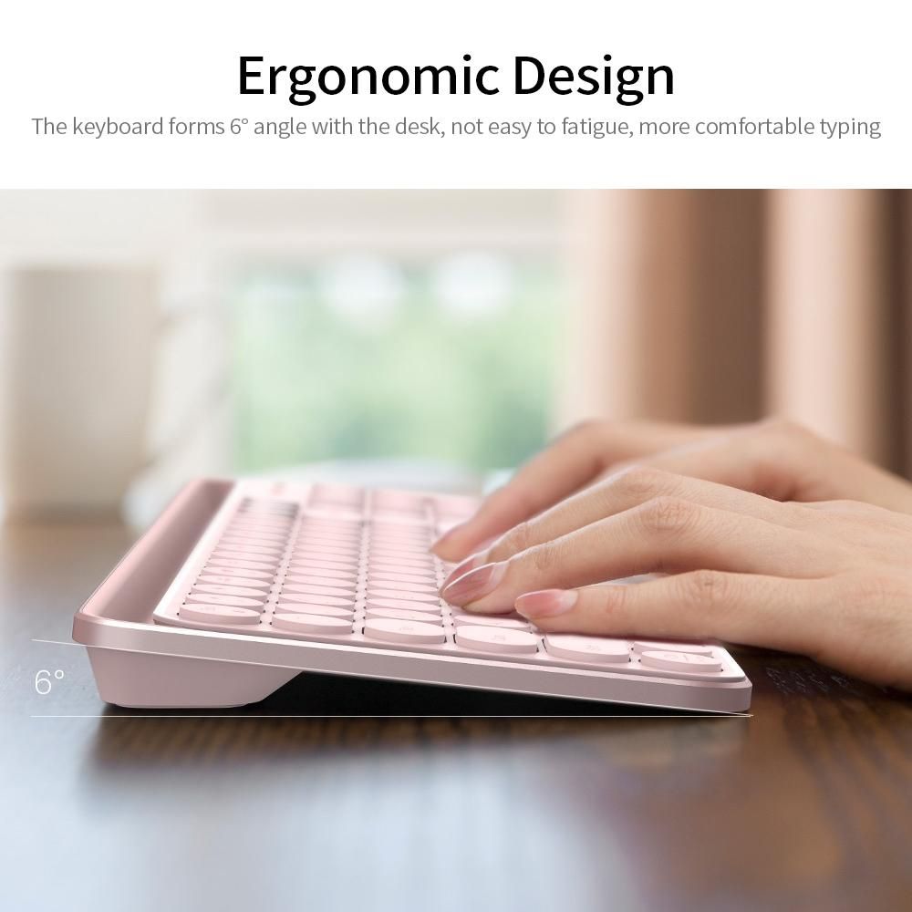 MIIIW 102 Keys Wireless BT&2.4GHz Dual-mode Office Keyboard with Integrated Soft Rubber Bracket Multi-system Compatible Pink