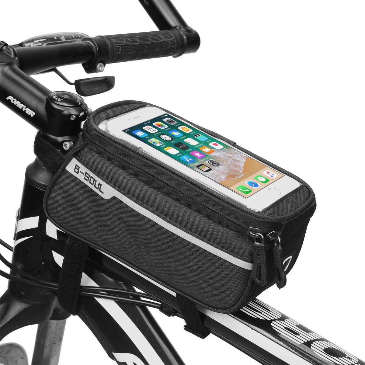 Waterproof Touch Screen Bike Front Tube Bag 6.0 Inchblack)