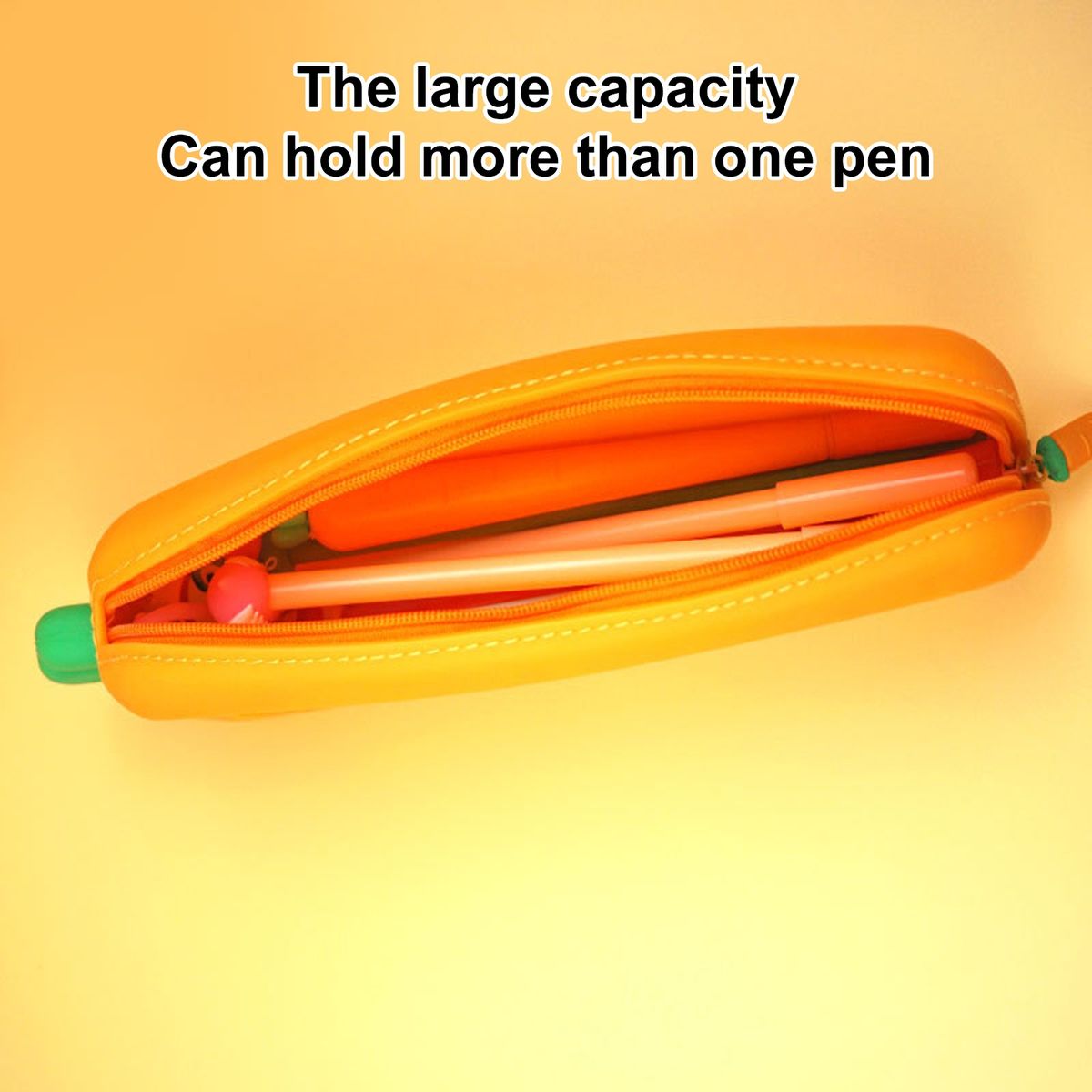 Pencil Case Silicone Soft Cartoon Pencil Case Orange