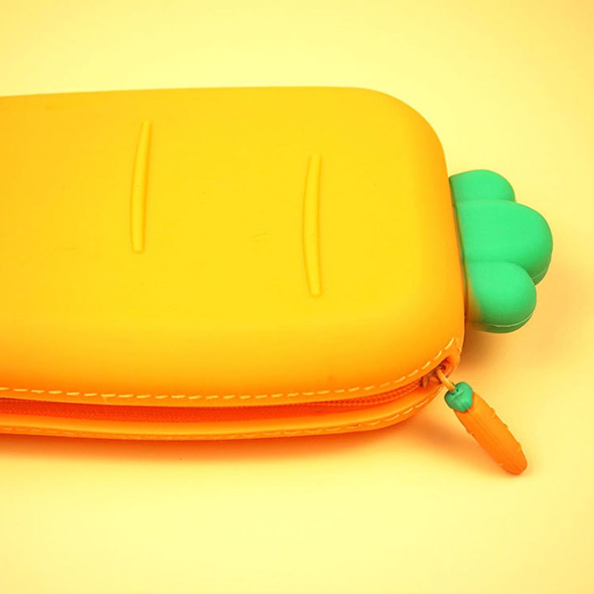 Pencil Case Silicone Soft Cartoon Pencil Case Orange