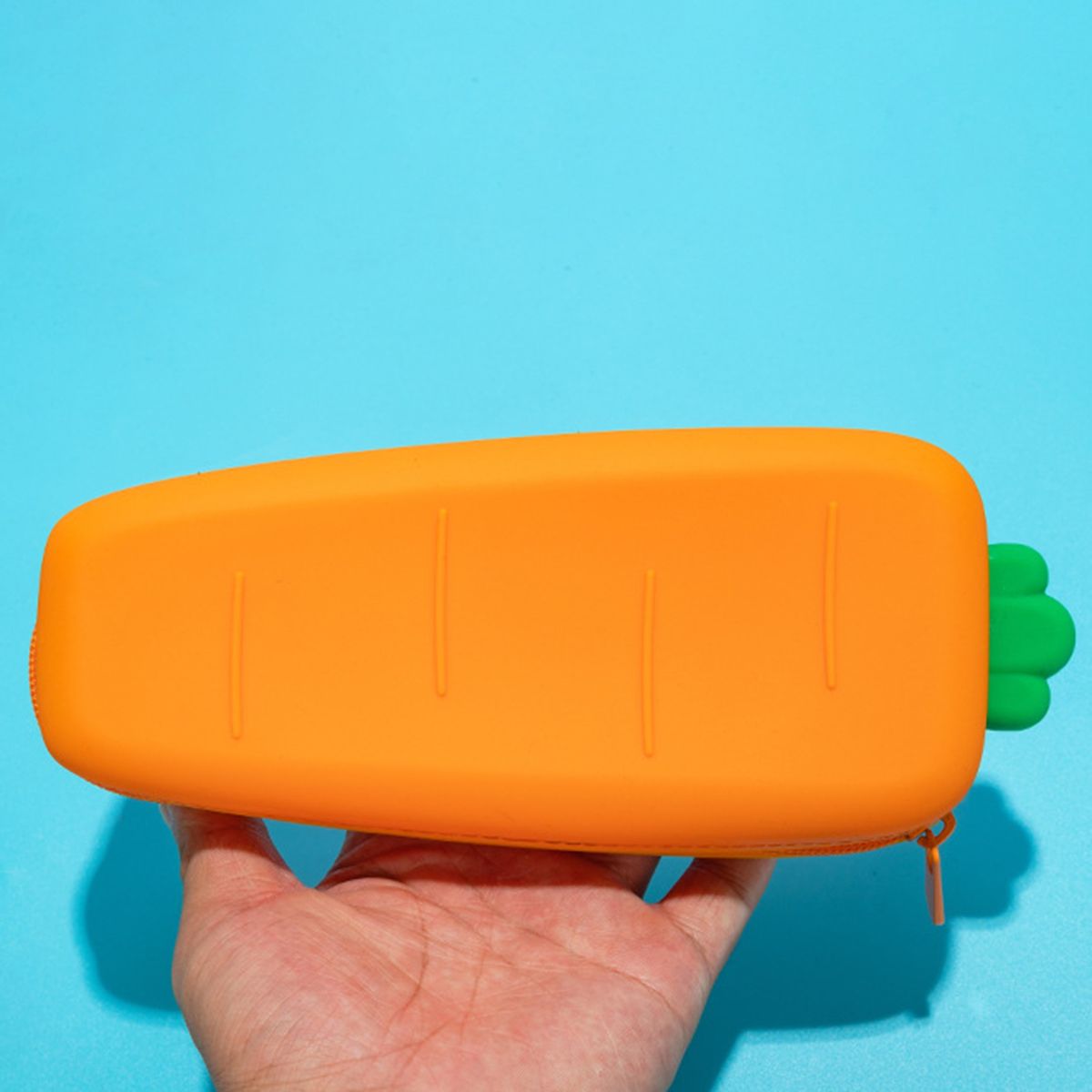 Pencil Case Silicone Soft Cartoon Pencil Case Orange