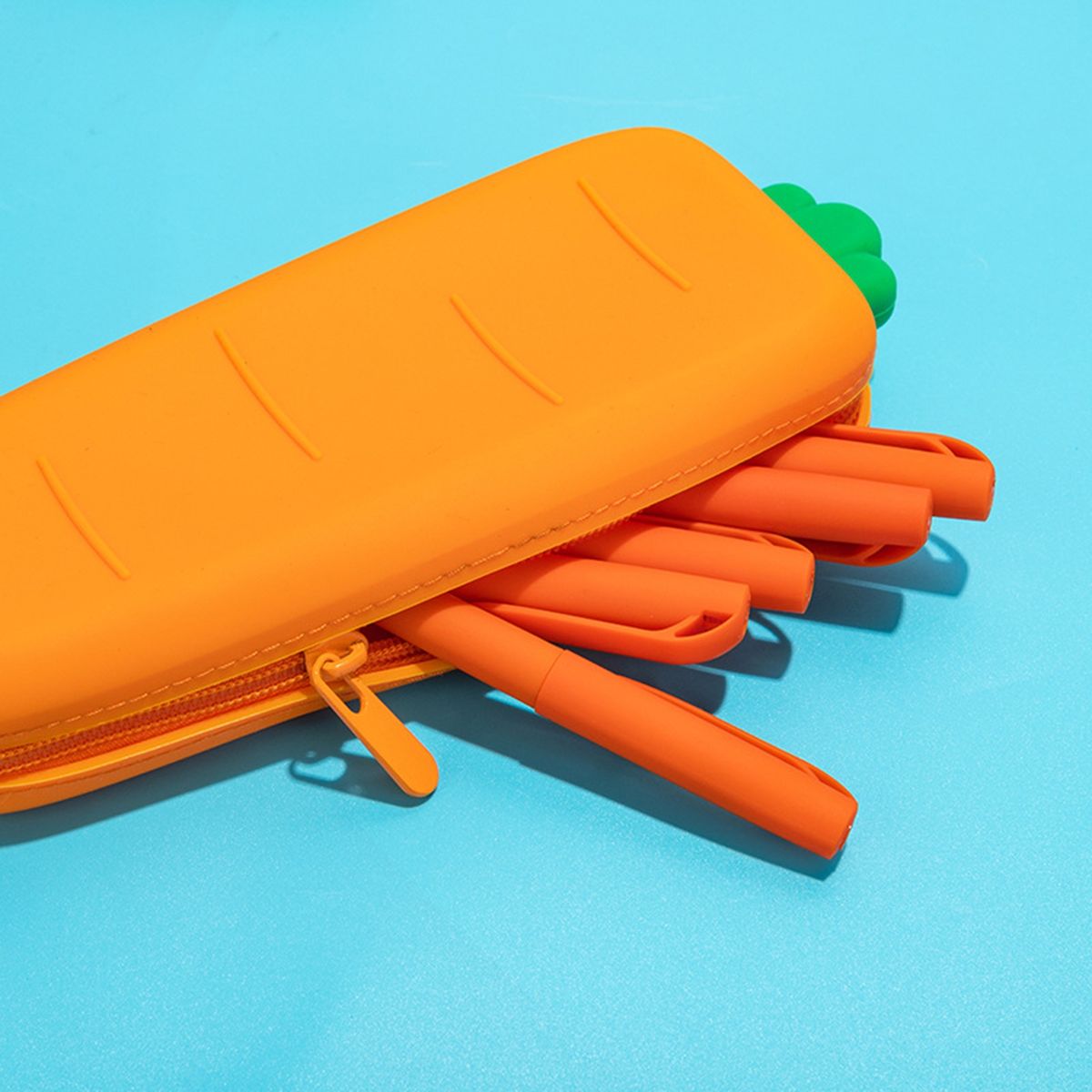 Pencil Case Silicone Soft Cartoon Pencil Case Orange