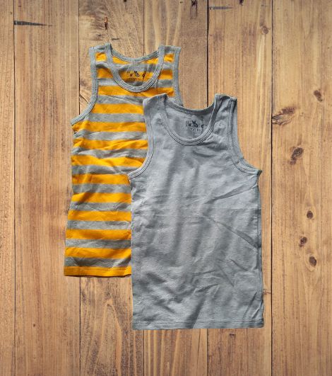 KUNIBOO Boy's 2 Pack Ribbed Neck Soft Cotton Vest