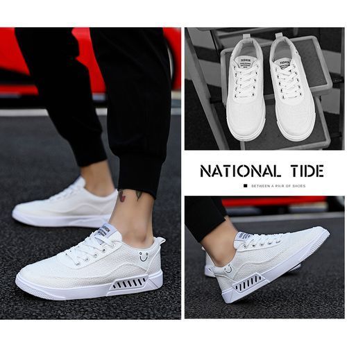 Lace-Up Canvas Sneakers - White