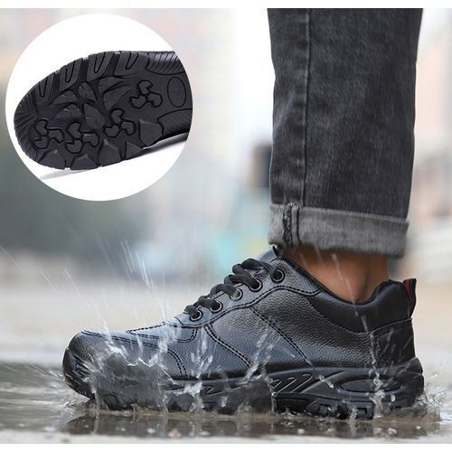 Men's Steel Toe Cap Work Safety Shoes Puncture Proof Shoes - Black