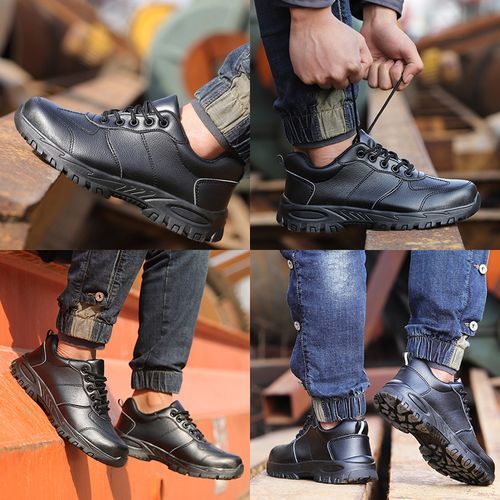 Men's Steel Toe Cap Work Safety Shoes Puncture Proof Shoes - Black