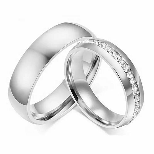 Titanium  Wedding Ring Pair For Couple-Silver.