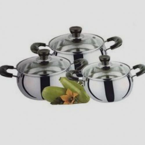 Sauce Pot Set 3pots With  3 Glass Cover