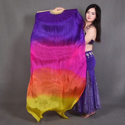Performance Fan Dancing Silk Props Hand Belly Gradient Foldable Fan Dance Abanicos Elegant Colorful Dance De Color Mano