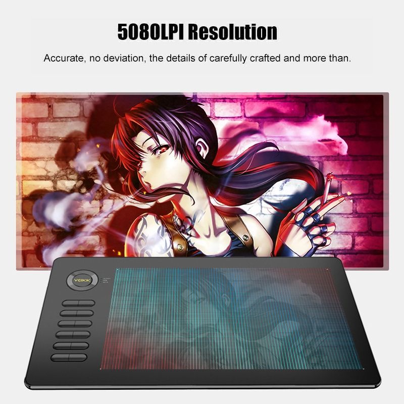 A15 10x6 Inch 5080 LPI Digital Writing Tablet - Black
