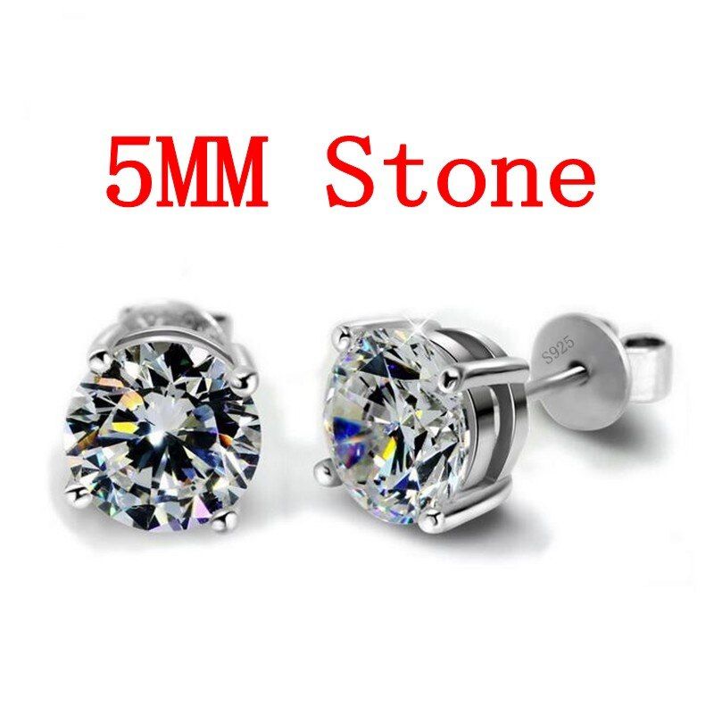 Solitaire 5mmOR 9mm Lab Diamond Stud Earring Real 925