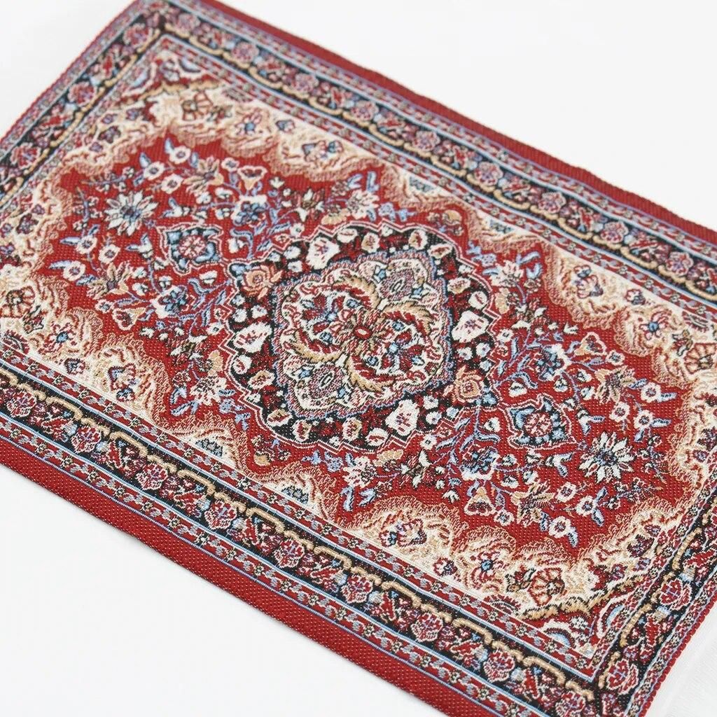 1/12th Dolls House Miniature Red Patterned Woven Rug Floor Carpet Coverings