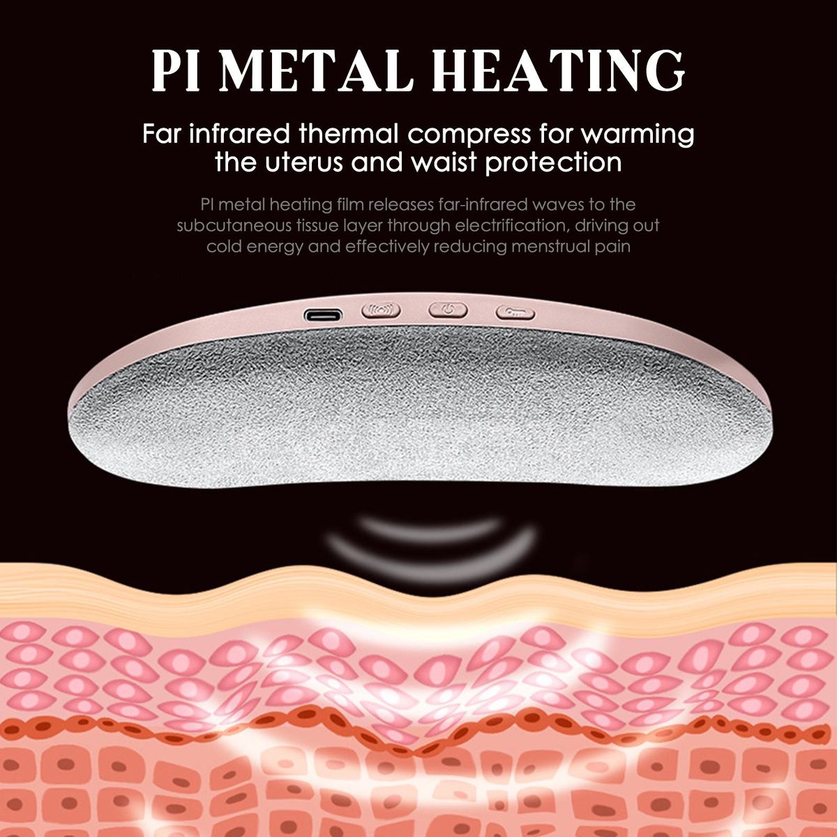 Portable Cordless Heating Pad Belt Electric Vibrating Waist Belt Device for for Menstrual Cramps and Pelvic Pain Relief Waist Massager Stomach Belly Uterus Warming Belt 3 Heat Levels and 4 Massage Modes USB Rechargeable