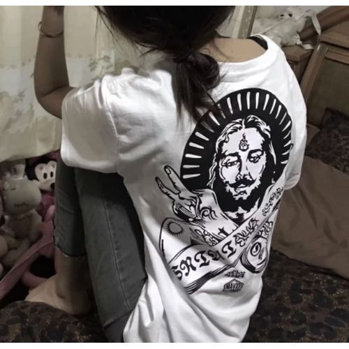 Short-sleeved Women's Summer Half-sleeve T-shirt Black And White Two Pieces
