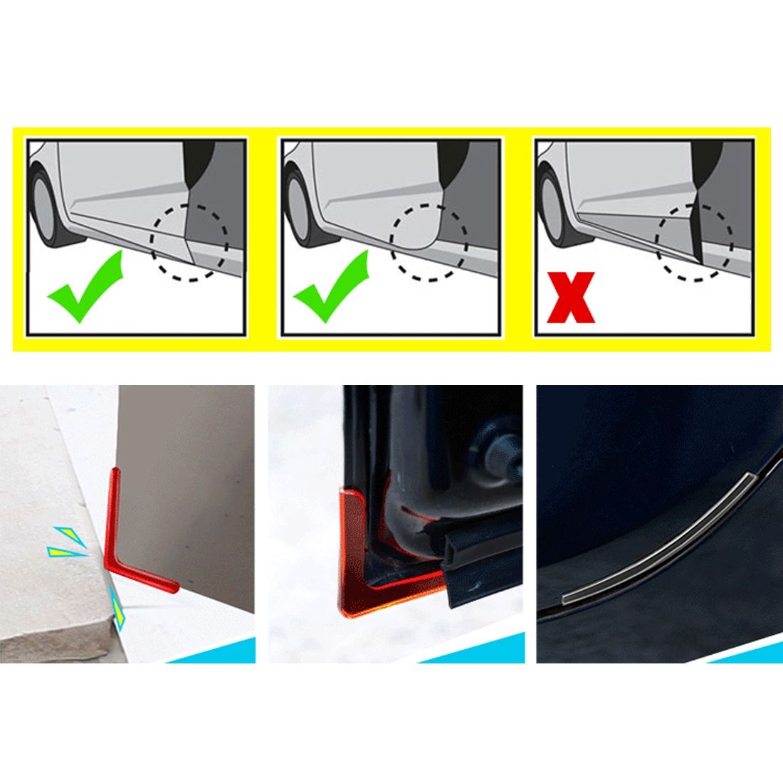 4 PCS/Set Universal Car Styling PVC Car Door Edge Anti Collision Sticker Door Anti-Rub Strips Car Door Scratch Protector(White)
