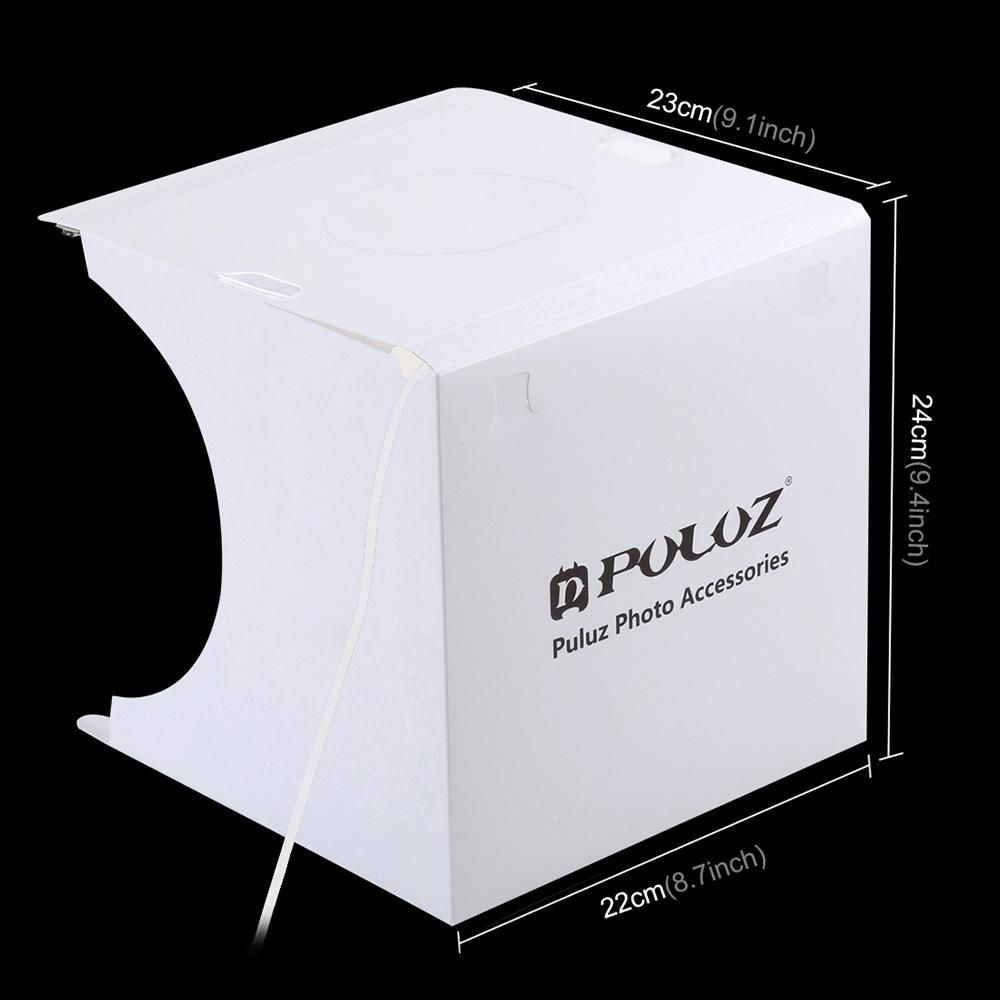 PULUZ Mini Folding Lightbox Photography Photo Studio LEDs Panel Light Soft Box Photo Background Kit