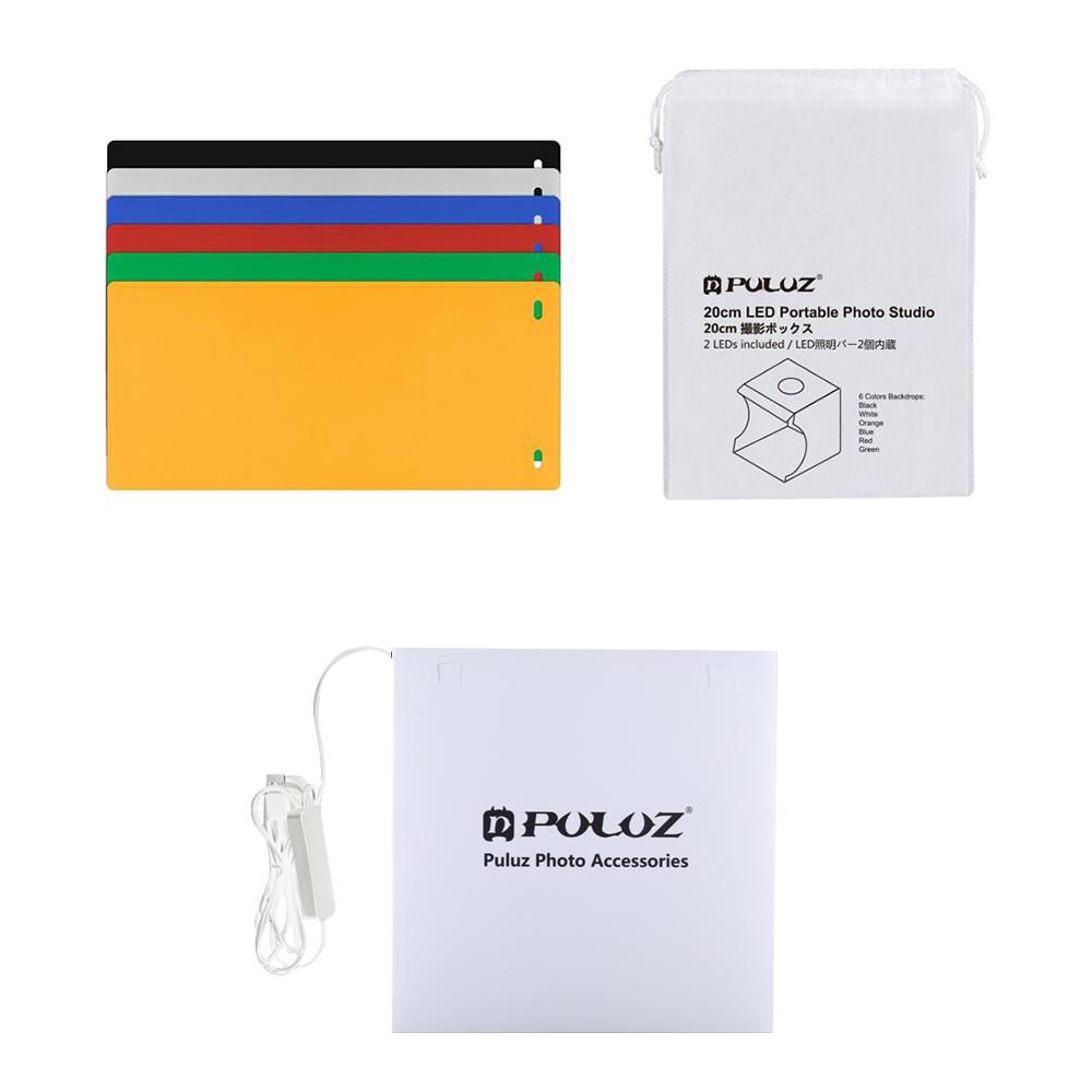PULUZ Mini Folding Lightbox Photography Photo Studio LEDs Panel Light Soft Box Photo Background Kit