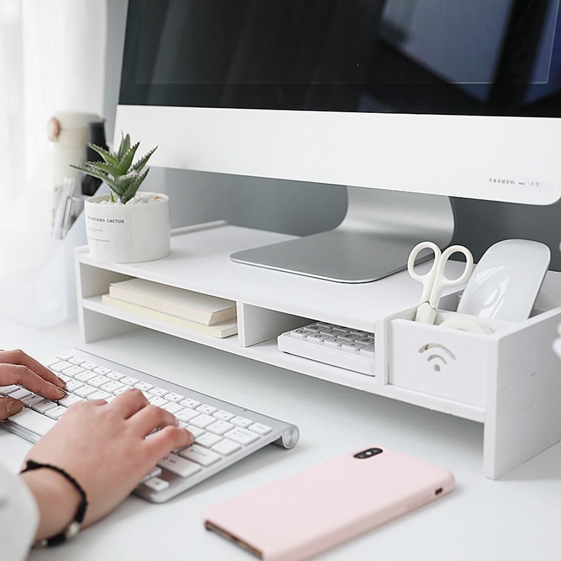 Computer Monitor Stand Desk Storage Box Drawer Rack