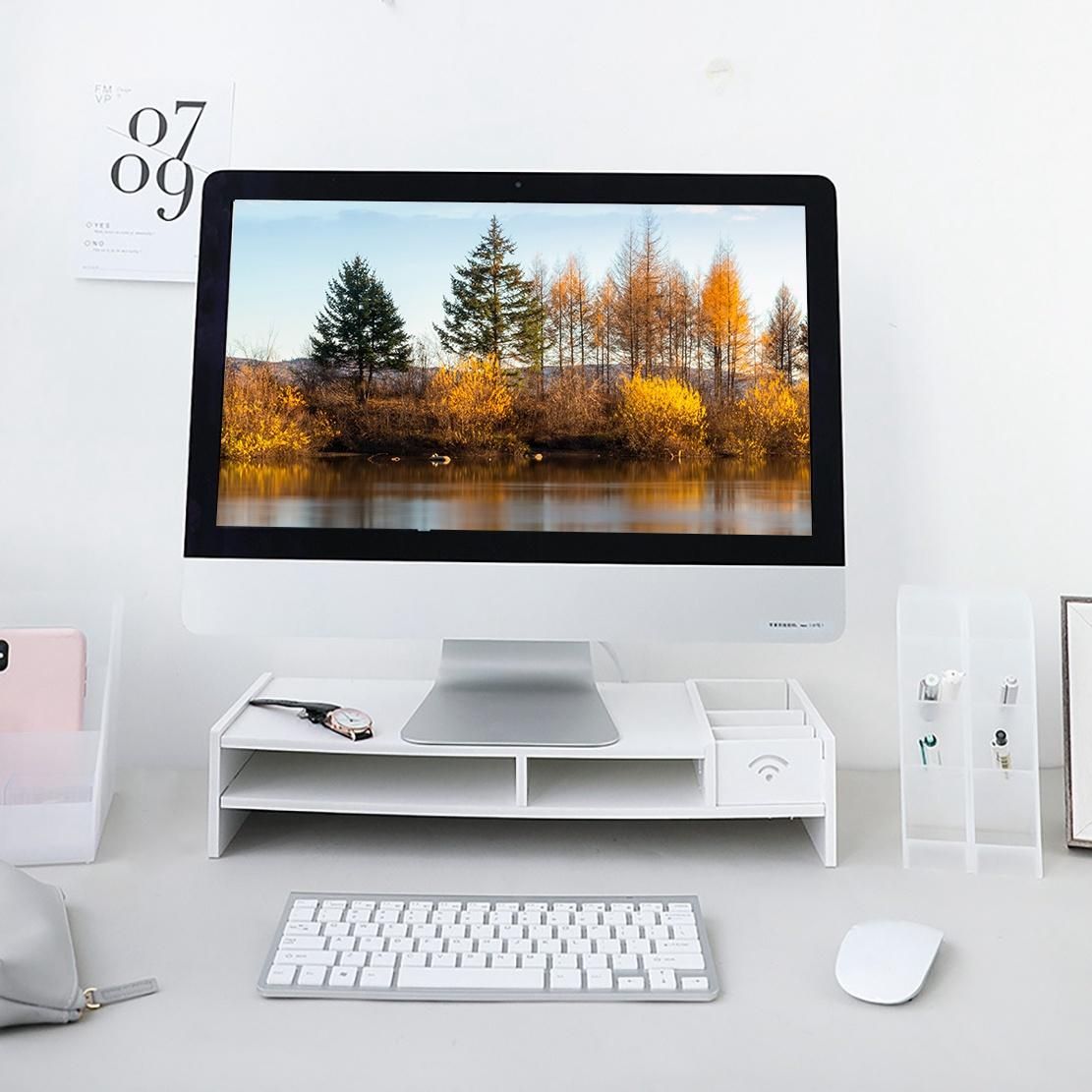 Computer Monitor Stand Desk Storage Box Drawer Rack